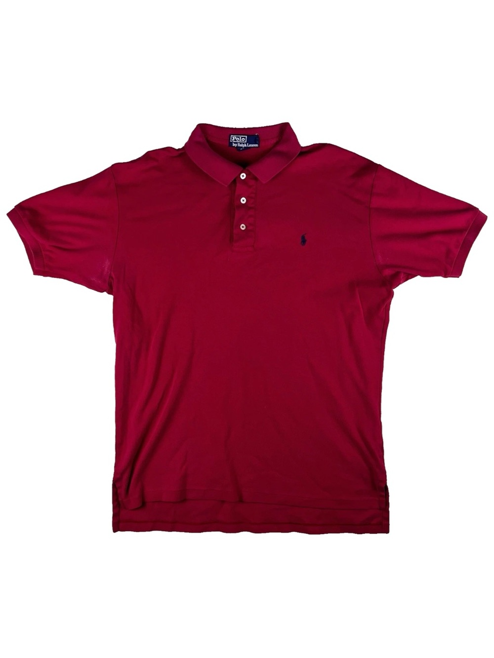 Vintage 90s Made in USA Polo Ralph Lauren Mens Large Red Polo Shirt Black Pony